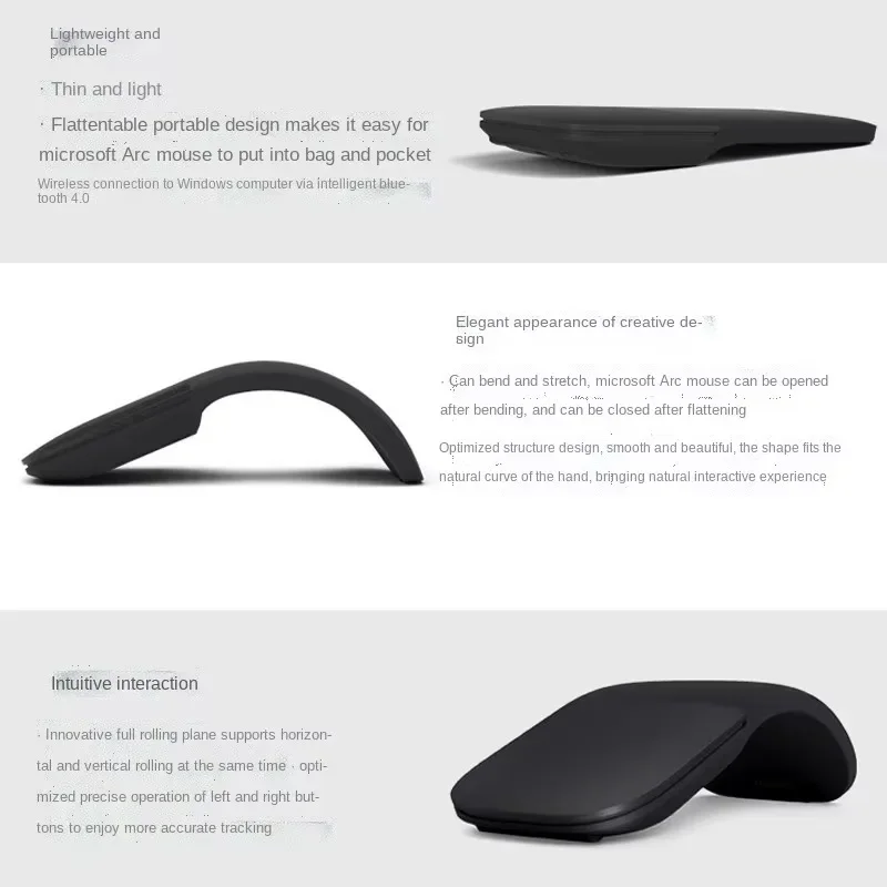 Фото Новая мягкая складная мышь Bluetooth 4.0 Touch третьего поколения с сенсорной дугой, Bluetooth, компьютерный планшет, универсальная беспроводная мышь 2,4G №3