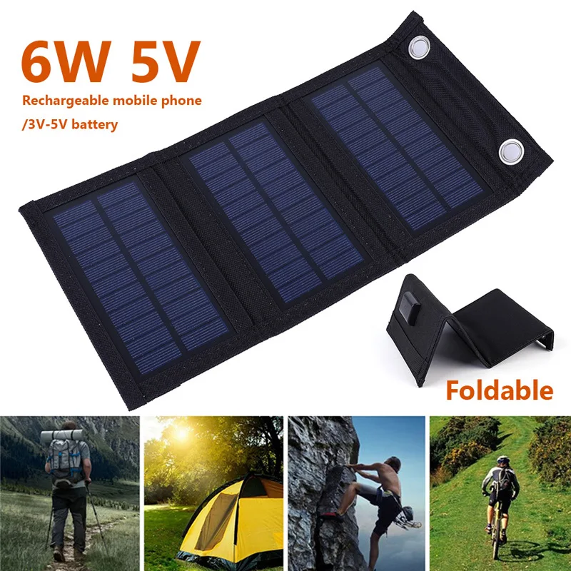 

3 fold solar panel USB 6W 5V waterproof solar charger Portable outdoor solar mobile power supply