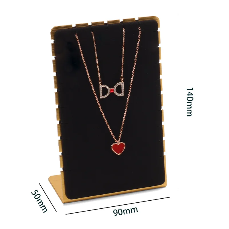 High end Gold-Plated Jewelry Display Props Microfiber Multiple Vertical Necklace Rack Window Counter Display Storage Jewelry Bra