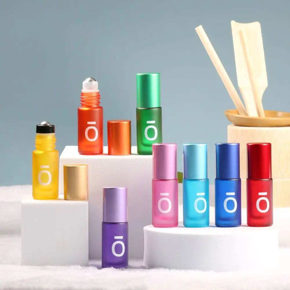 

Multiple Colour Glass Roll Vials with Roller Glass Ball And Stainless Steel Refillable Essential Oil Perfume Bottles Containers