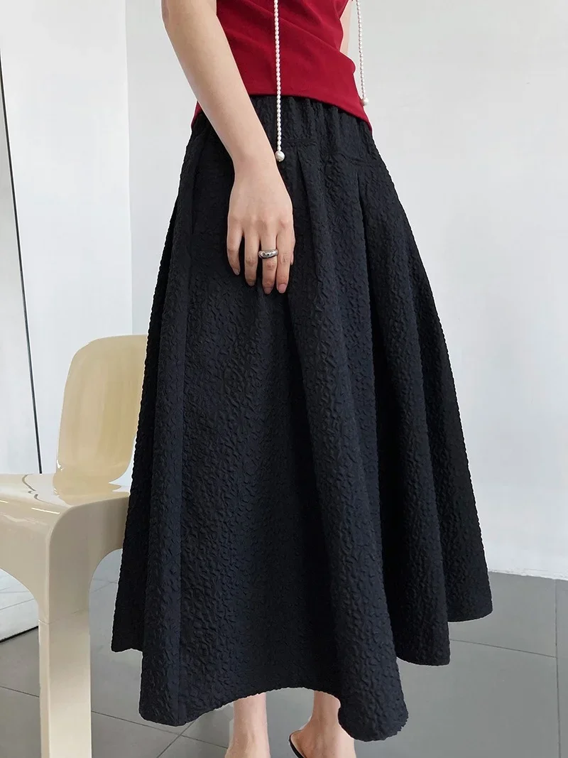 Юбка женская Kuzuwata жаккардовая однотонная универсальная с высокой талией