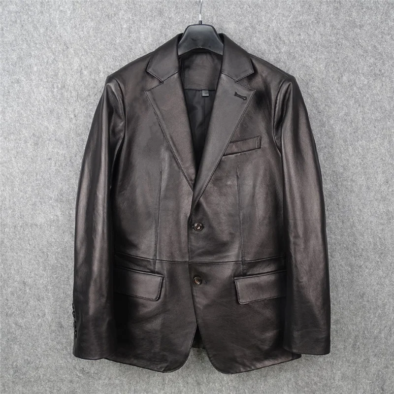 

Export Japanese Version Remaining Men's Italian Imported Top Layer Uncoated Sheepskin Suit with Excellent Texture