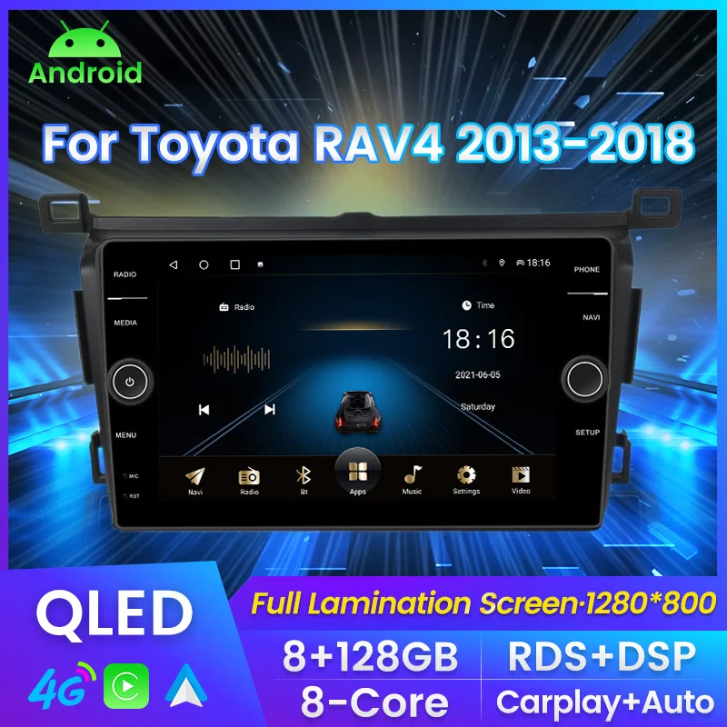 

Автомагнитола QLED Android 11, мультимедийный видеоплеер для Toyota RAV4 Rav 4 2013-2018, навигация, интеллектуальное аудио, 2 DIN, головное устройство