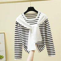 sweater women korean style 2022 striped knitted long sleeve top clothes pullover jumpers woman sweaters jersey de mujer invierno