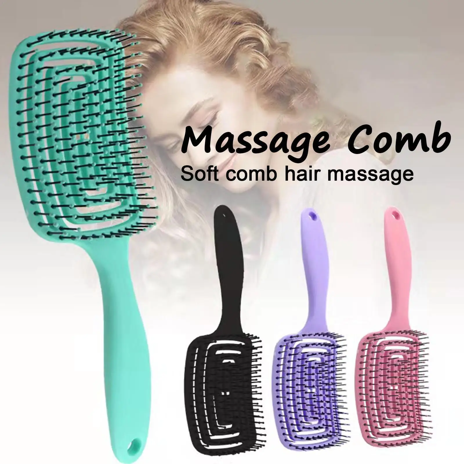 

New Girls Hair Scalp Massage Comb Hairbrush Bristle Nylon Women Wet Curly Detangle Hair Brush For Salon Hairdressing Stylin Q2R5