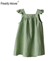 freely move girls casual dresses 2022 new fashion sweet kids flowers costumes children sleeveless vestidos toddler baby clothing