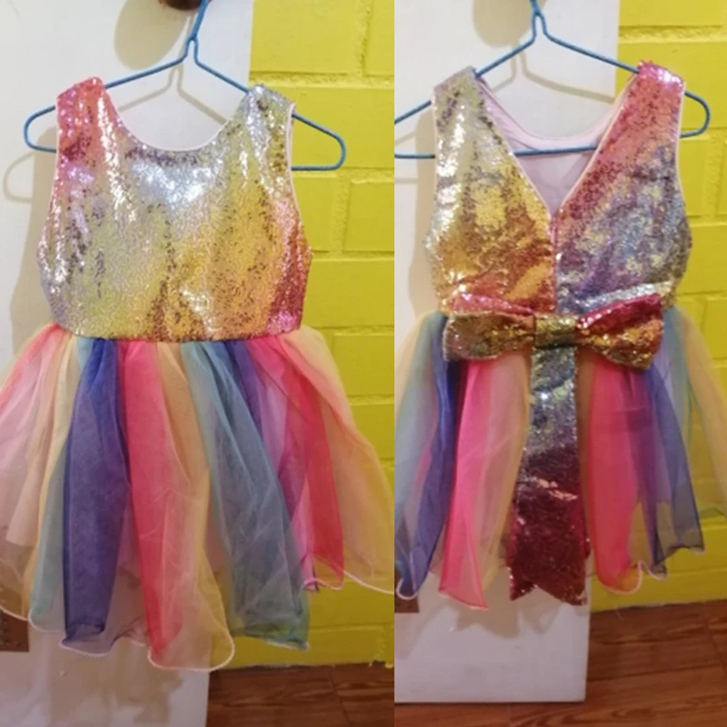Платье для маленьких девочек летнее праздничное платье без рукавов градиентный