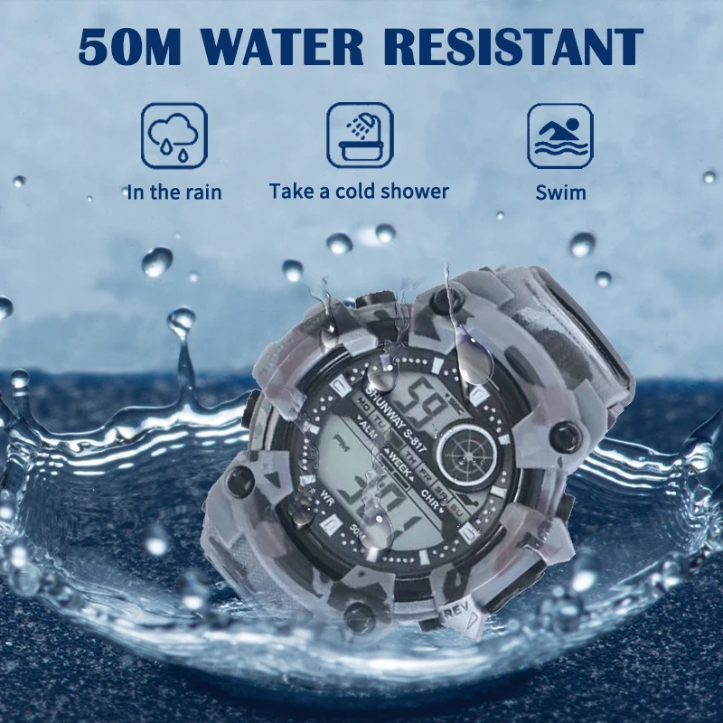 Military Army Men Watch Sports Led Electronic for Fitness Alarm Clock Multifunctional Wristwatch Montre Homme |