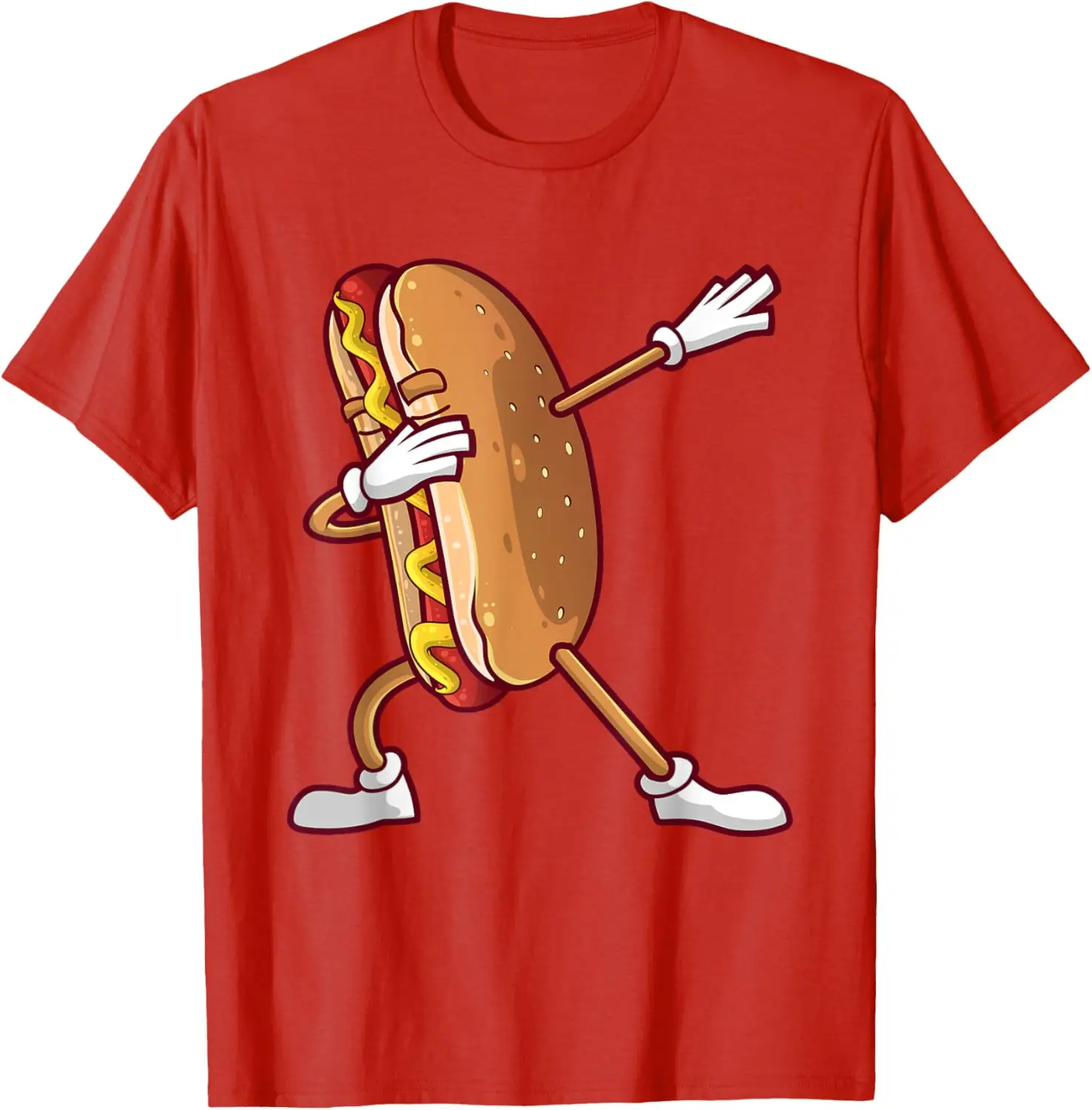 Милая забавная футболка с размазанным хот-догом для мужчин и женщин танцующая