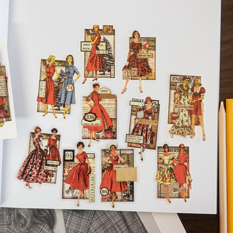 

30pcs Old Fashion Ladies Gentlemen Stickers Vintage Junk Journal Modern Women Decorative Stickers Album Scrapbooking Material