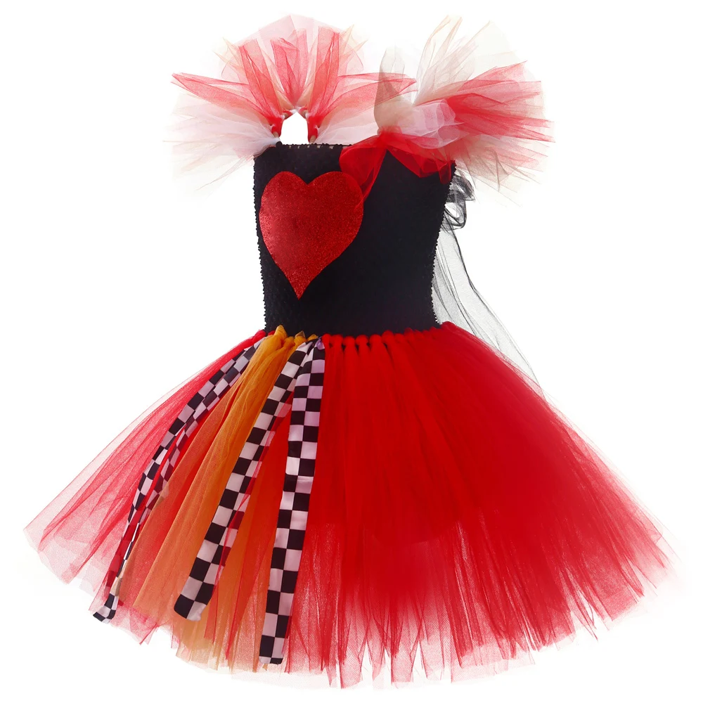 Детский костюм принцессы Элис красное платье королевы в форме сердца для девочек