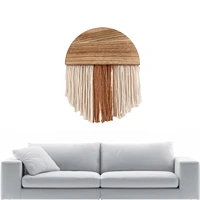 macrame wall decor cotton wall tapestry with fringe unique wood tapestry home art decoration for dorm bedroom nursery living