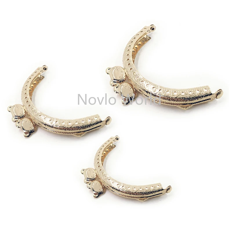 Antique Brass,Llight Gold Metal Frame Kiss Clasp Lock Handles Cat Pattern Purse Handbags Clutch Bags Replacement DIY Accessories