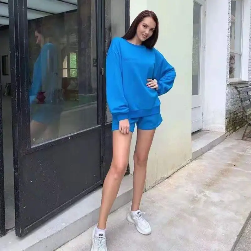 

Весенние новые костюмы, повседневные шорты из двух частей, Спортивная Женская одежда с буквенным принтом, оптовая продажа