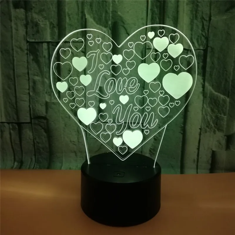 3D светильник с надписью Love USB-зарядкой 7 цветов | Лампы и освещение