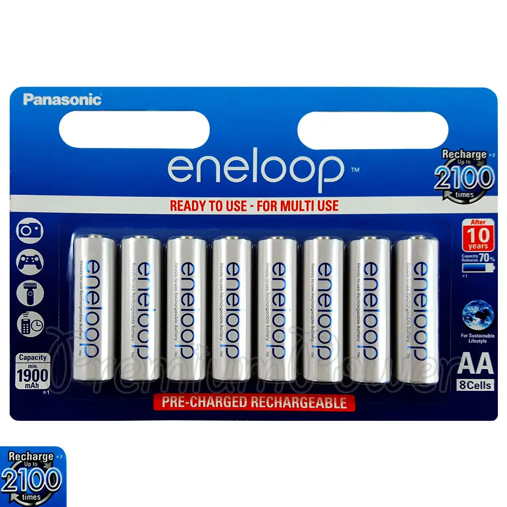 

8 x Panasonic Eneloop AA batteries 1900mAh Rechargeable Ni-MH Accu LR6 BK-3MCCE