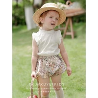 girls summer suits 2022 new fashion baby girl fashionable short sleeve childrens korean shorts two piece suit