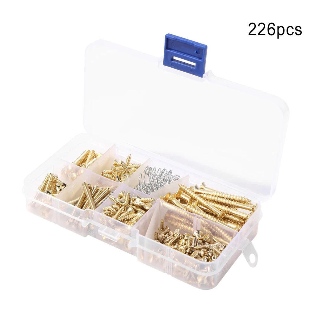 

226 Pieces/Set Guitar Metal Screw Kit Pickguard Bridge Mount with Storage Box DIY Repairing Maintenance Screws Black