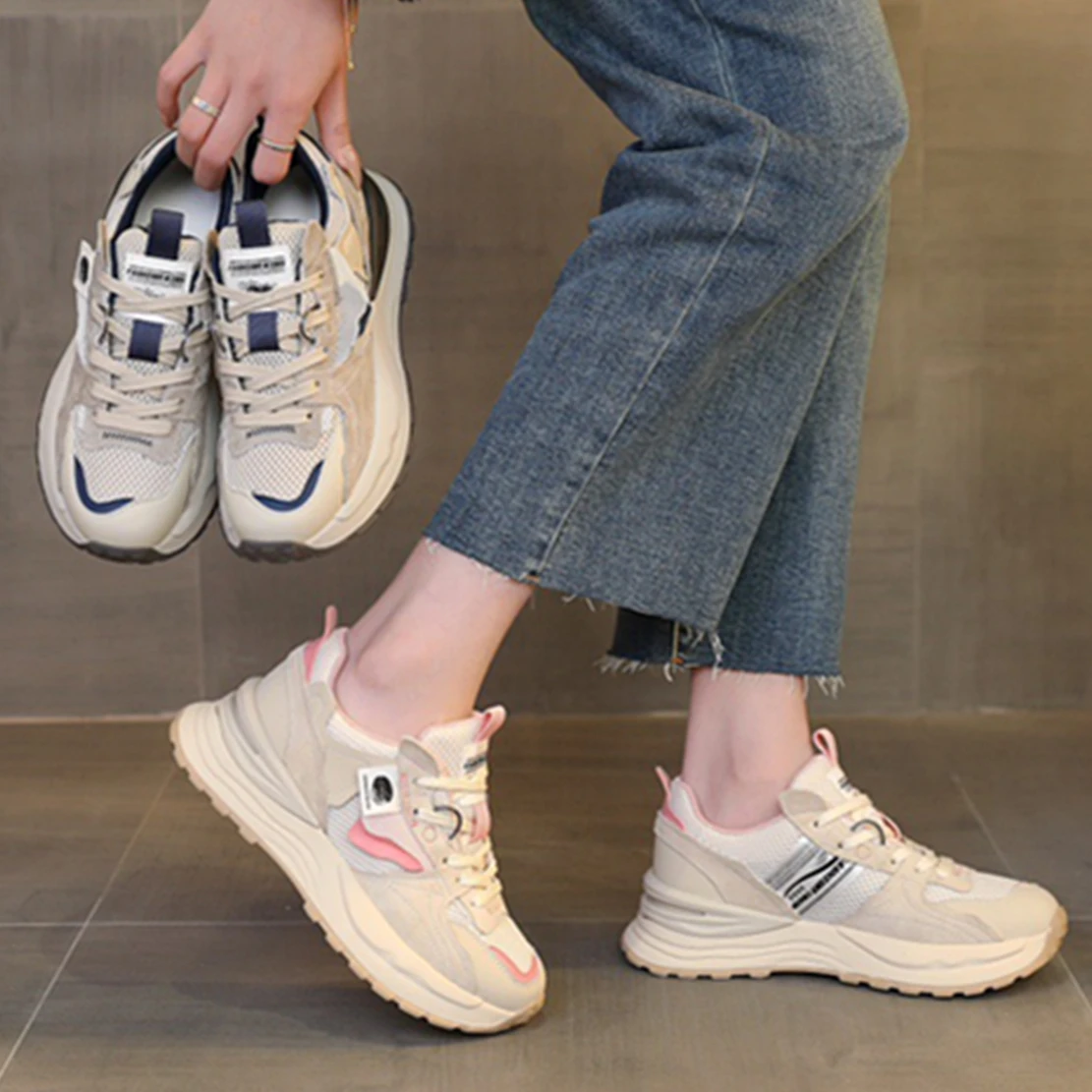 

Jenny&Dave Fashion Commuter Vintage Sneakers England Style Patchwork Comfortable And Breathable Casual Vulcanized Shoes Women