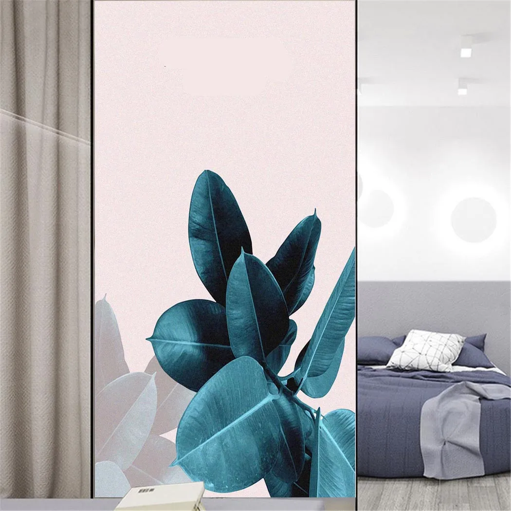 

Decorative Windows Film Plant Leaves Stained Glass Privacy Window Stickers No Glue Static Cling Window Cling Window Tint 07