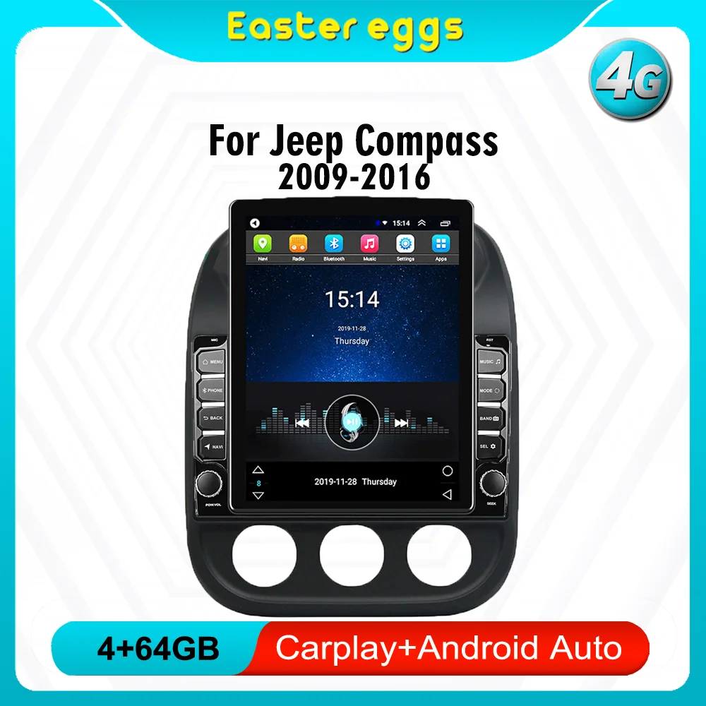 

For JEEP Compass Patriot 2009-2016 4G Carplay Android Autoradio 2 Din 9.7" Tesla Screen Car Multimedia Player GPS Navigator