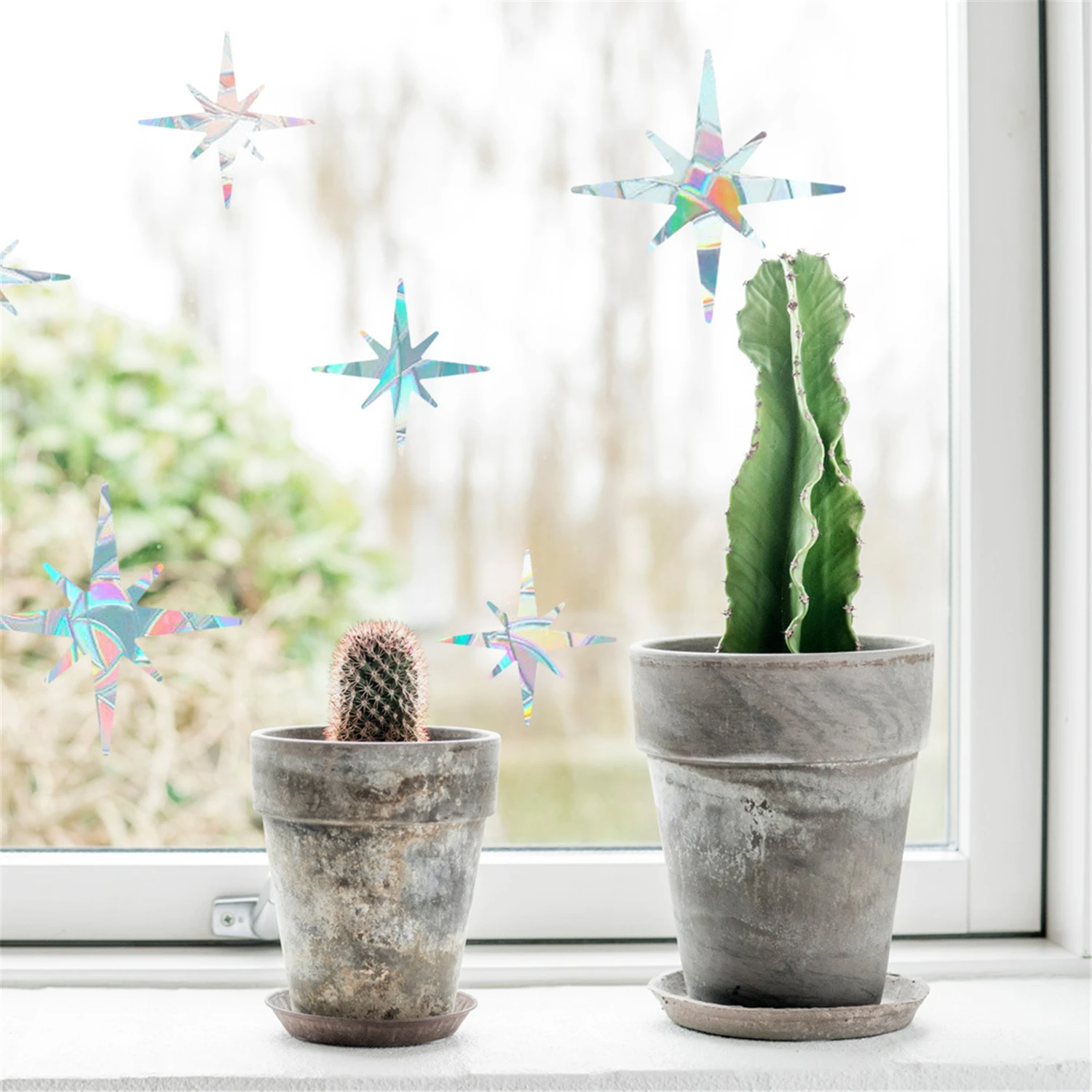 

Star Shaped Static Cling Iridescent Window Tint Film Stained Glass Stickers Home Decoration Bedroom Living Room Decor