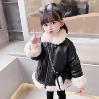 girls leather coat outerwear thick warm girls coats cotton padded childrens jackets toddler kids clothing