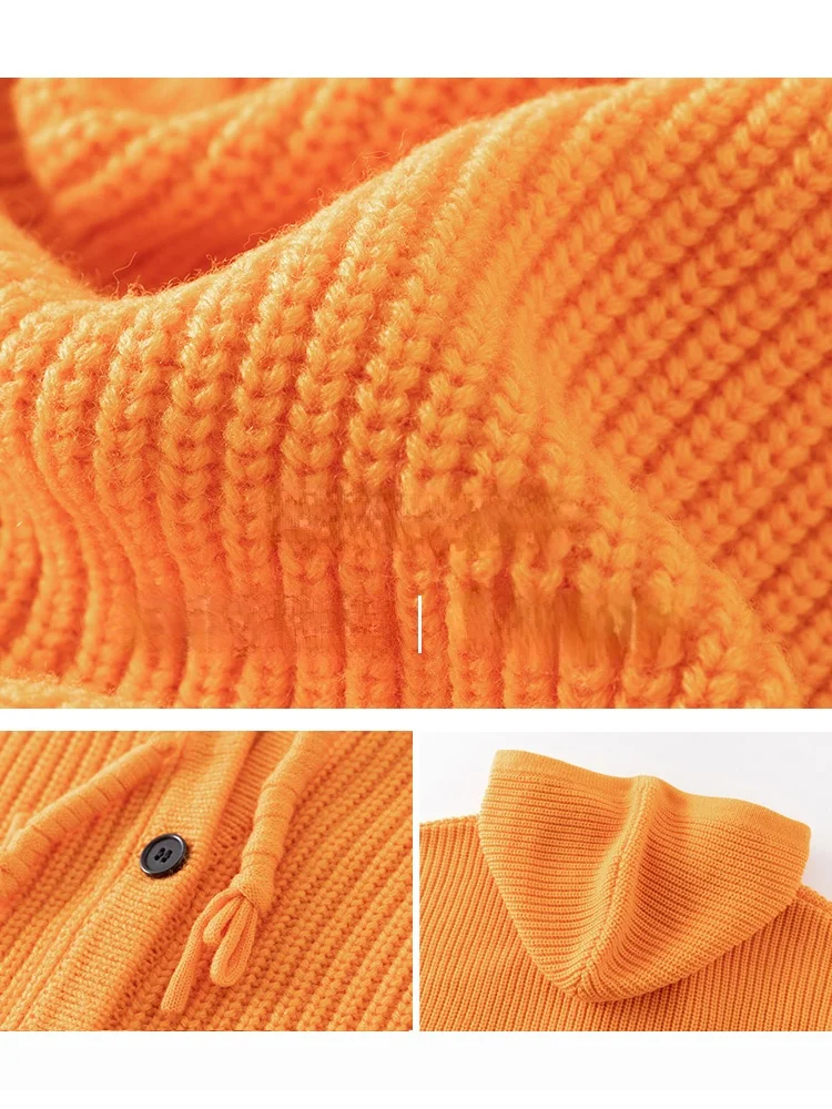 Женский зимний зеленый Повседневный вязаный кардиган FSLE с капюшоном желтый