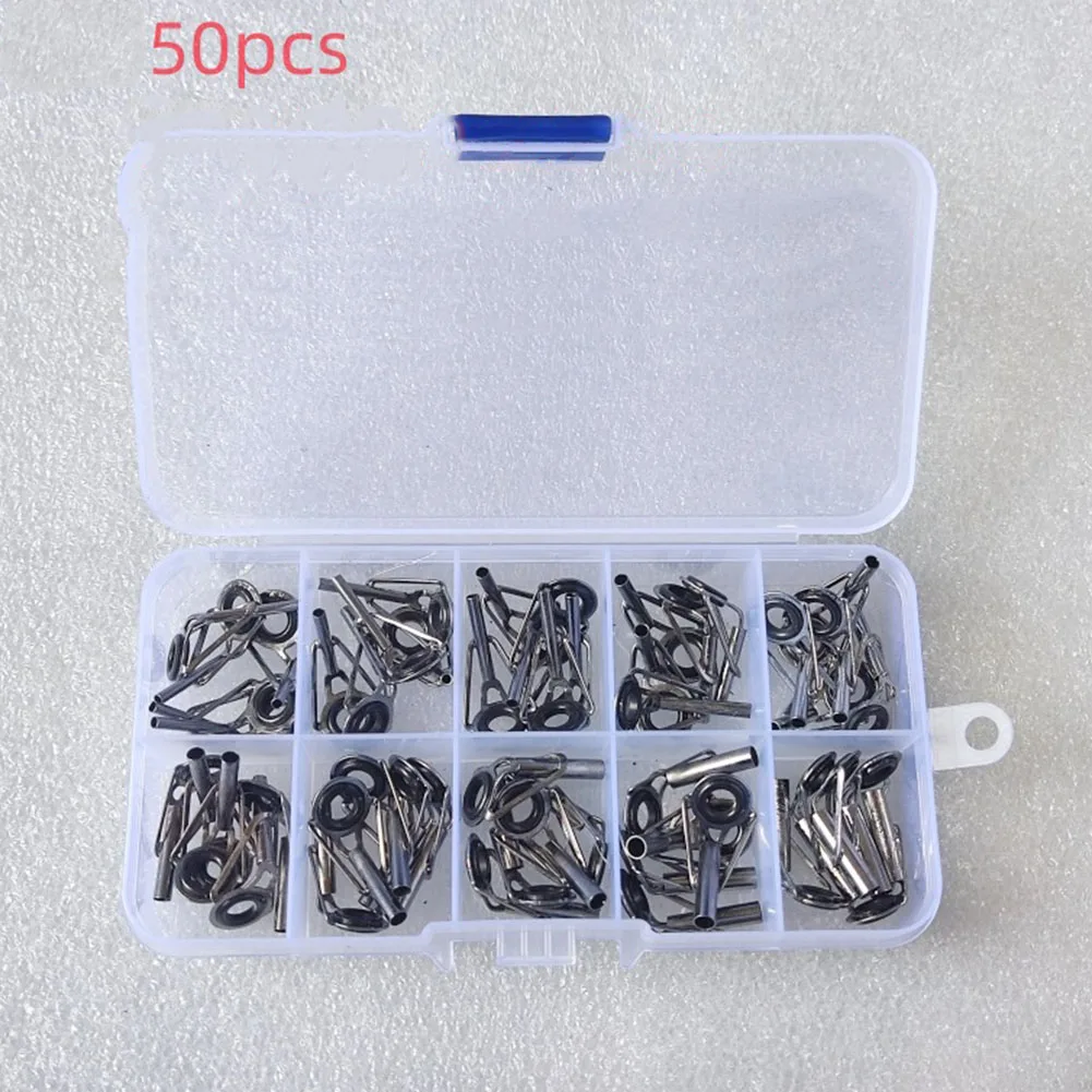 

50pcs Fishing Rod Guide Tip Repair Kit Guide Ring Tip Eye Rod Eye Ring 1.6-3.8mm Outdoor Fishing Supplies