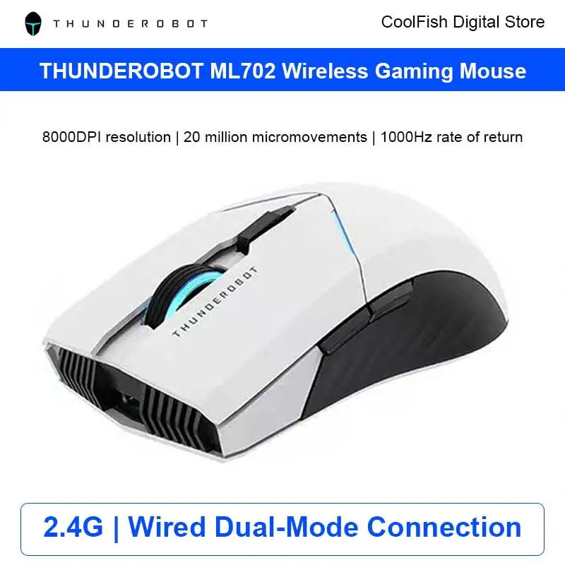 Фото Новая проводная двухрежимная мышь ThundeRobot ML702 2,4G, геймерская 8000 точек на дюйм для игрового офисного компьютера, ноутбука, ПК, планшета, беспроводная мышь №1