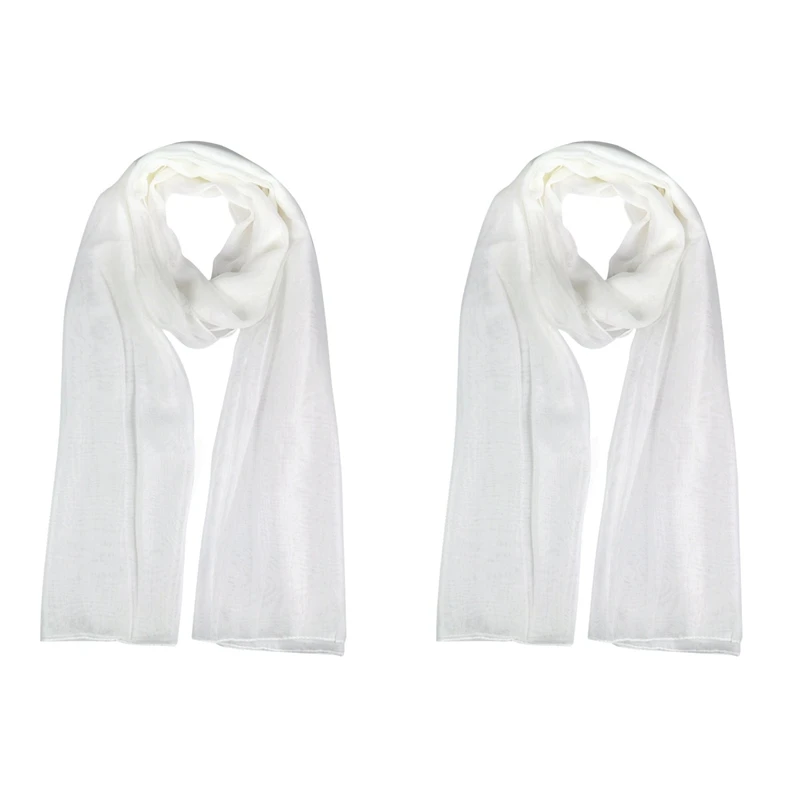 

2X Fashion Ladies White Soft Long Large Chiffon Scarf Neck Head Wrap