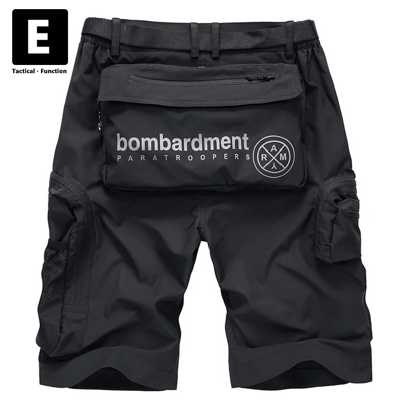 Mens Military Cargo Shorts Multi Pockets Techwear Black Shorts Summer Streetwear Hip Hop Tactical Function Short Pants Male