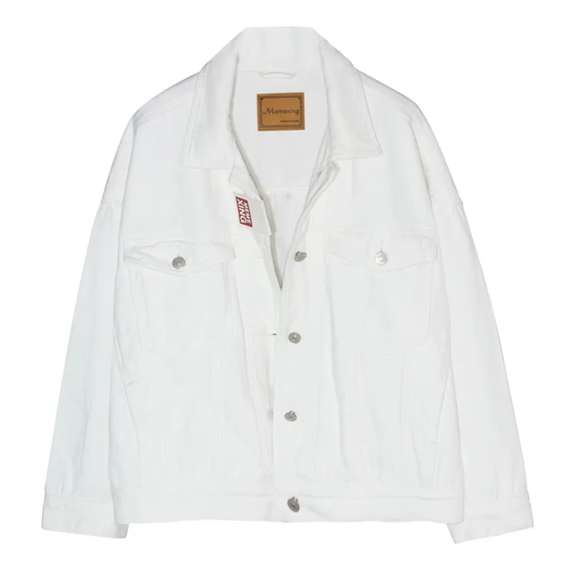 

Женская джинсовая куртка, белая однобортная Короткая свободная куртка из денима в винтажном стиле, повседневная верхняя одежда, G670, весна-о...