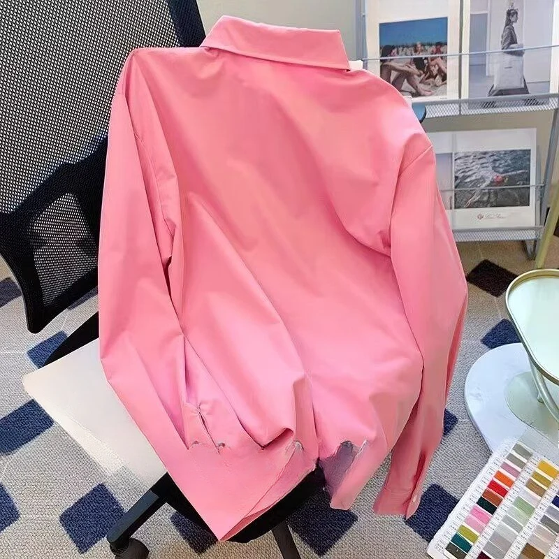 DAYIFUN розовые рубашки из полиэстера