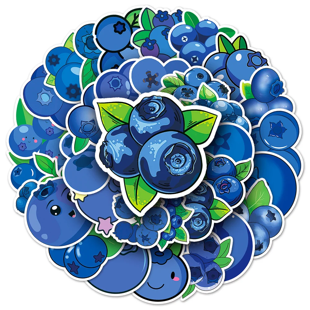 

10/30/50PCS Blueberry Cartoon Fruit Personality Creative Sticker Desk RefrigeratorComputer SkateboardWaterproof StickerWholesale