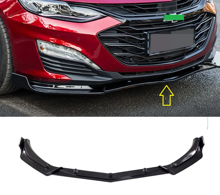 

3Pcs Gloss Black Or Carbon Look Front Bumper Lip Body Kit Spoiler Splitter For Chevrolet Malibu XL 2016 2017 2018 2019 2020