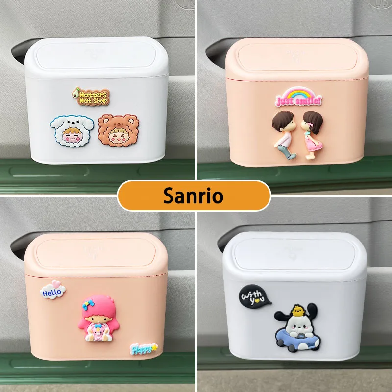 

Kawaii Sanrio My Melody Автомобильная мусорная корзина Cinnamoroll Pachacco мультяшная Милая Автомобильная подвесная коробка фотоаксессуары для автомобиля