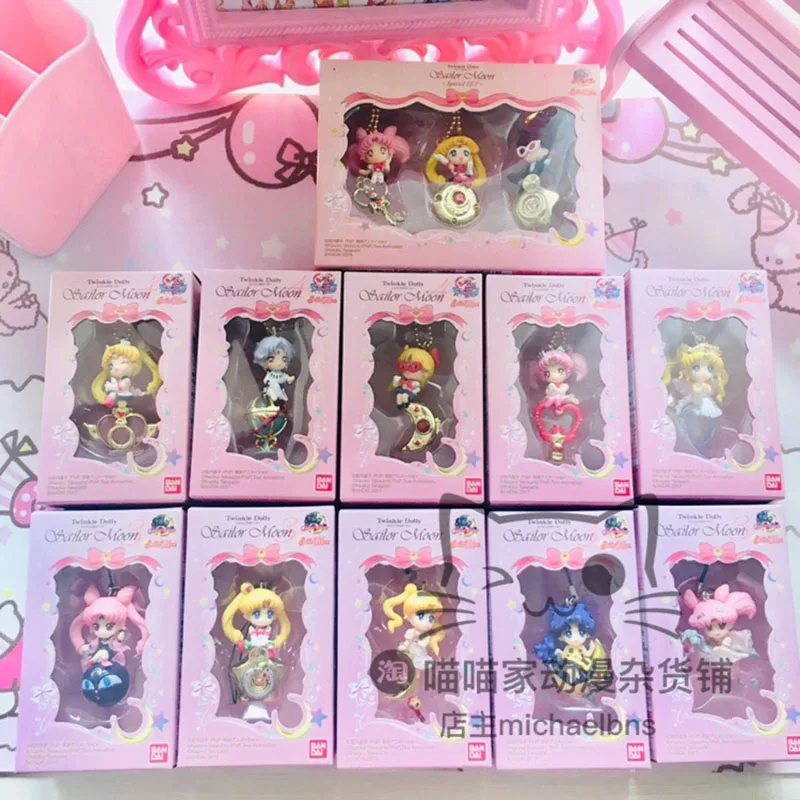 

Genuine Sailor Moon Twinkle Dolly Tsukino Usagi Chibiusa Helios Ami Mizuno Rei Hino Q Version Cute Action Figure Pendant Toys
