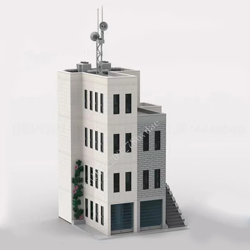 Полицейский участок офисное здание рокмодульный MOC креативная модель с видом на