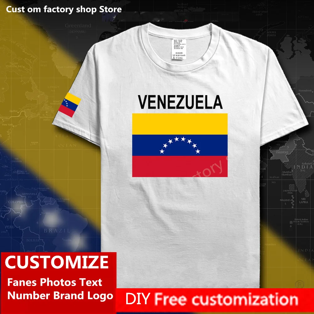 

Venezuela Venezuelan Cotton T shirt Custom Jersey Fans DIY Name Brand LOGO High Street Fashion Hip Hop Loose Casual T-shirt