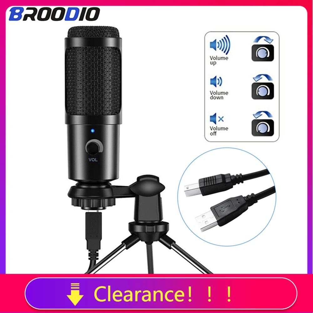 

Clearance] Professional Recording Studio Microphones USB Condenser MIC For PC Laptop Singing Game Streaming Condenser Microphone
