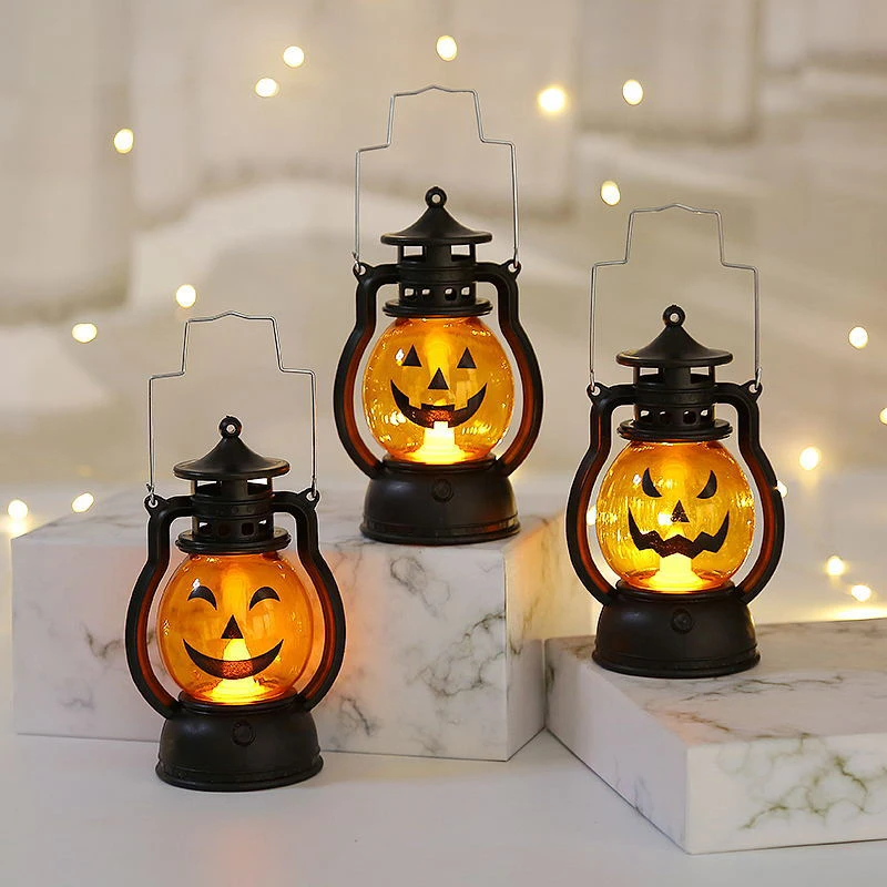 

LED Haloween Pumpkin Ghost Lanter Candle Light Halloween Party Decoration for Home Holiday Bar Horror Props Oil Lamp Kids Toy