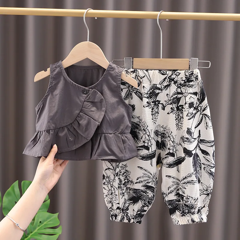 

Girls Clothes Sets Summer 2023 Children Fashion Dress Tops Pants 2pcs Beach Suit For Baby Girls 1 To 5 Years Costume Kids Outfit