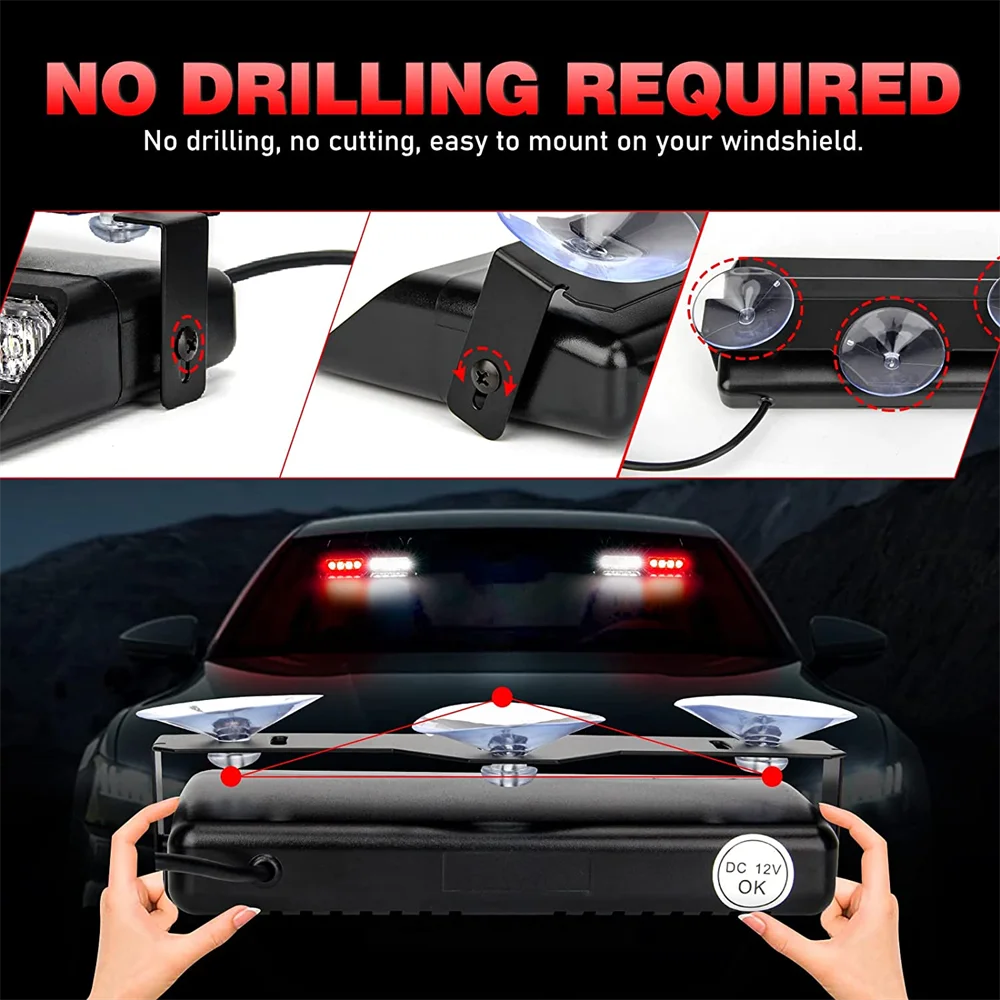 Стробоскоп автомобильный 2 в 1 лампа для экстренной вспышки 16 бусин красного