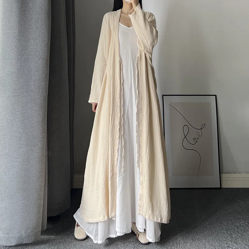 Весенне-осенний экстра-длинный кардиган Верхняя одежда Женская художественная