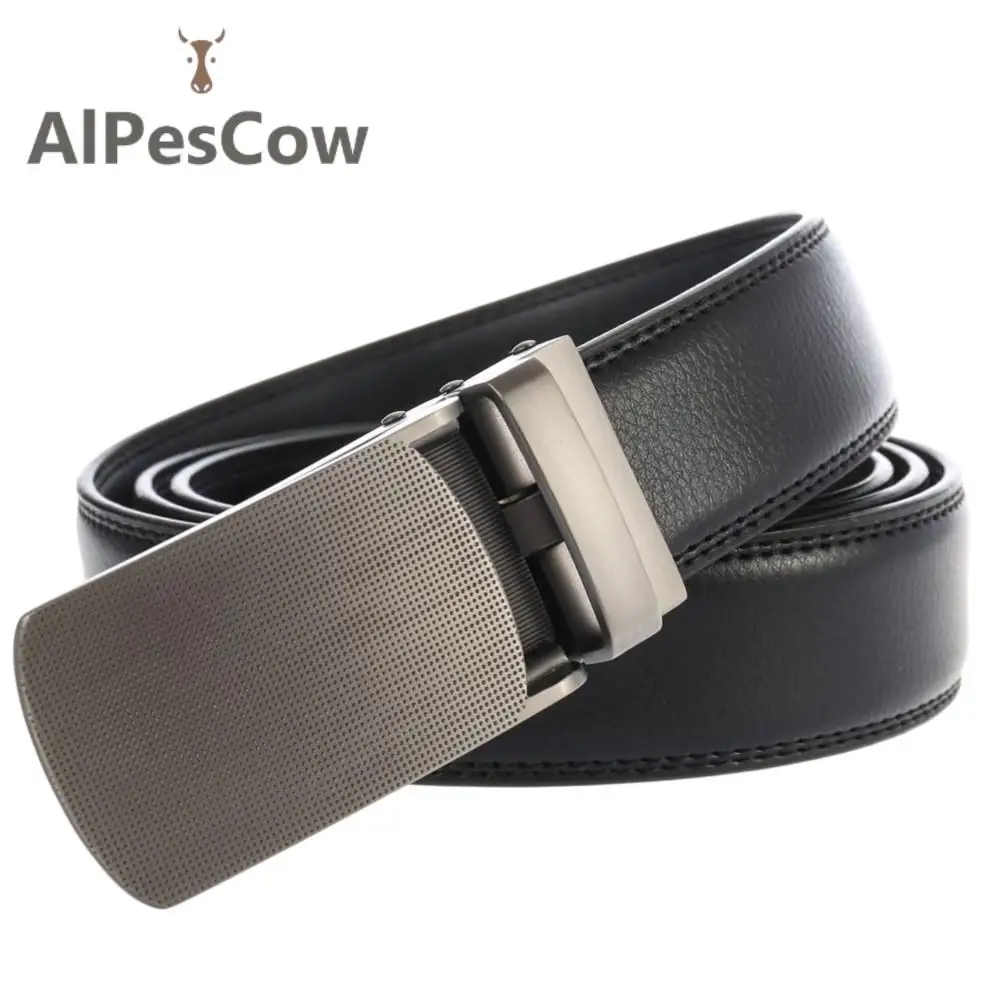 

Genuine Leather Belt for Men 100% Alps Cowhide Ratchet Belt 3.0cm Width Automatic Buckle Business Designer Waistband Formal Male