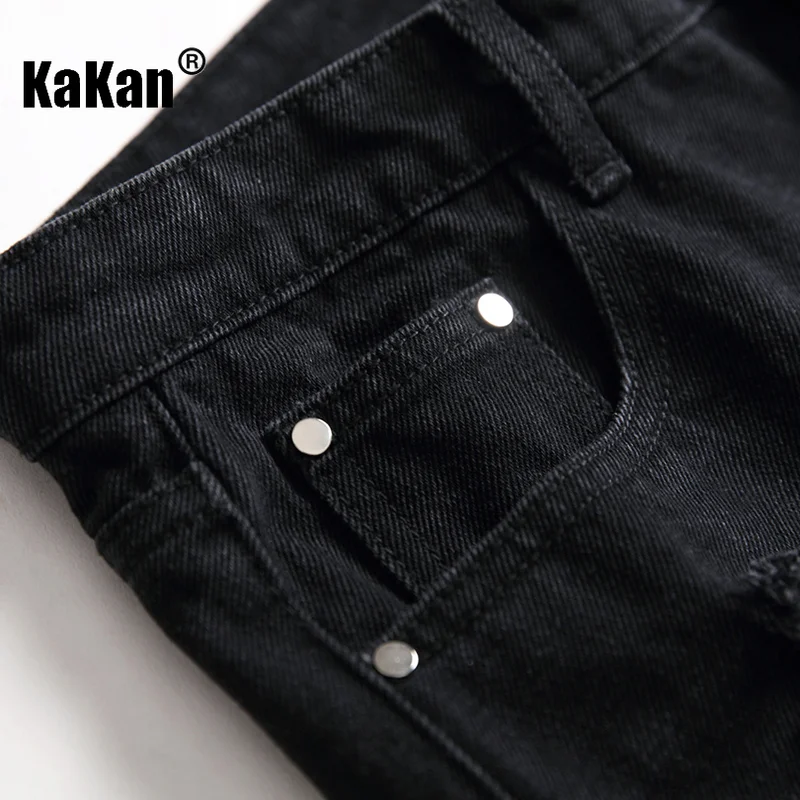 Kakan - New European and American Distressed Black Jeans for Men, Worn Out Trend Long Jeans K21-615