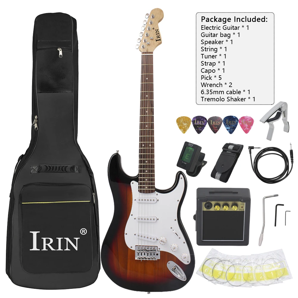 IRIN ST Electric Guitar 39 Inch Black Color High Quality 6 String Full Basswood Body Electrique Guitare with Guitar Pickguard