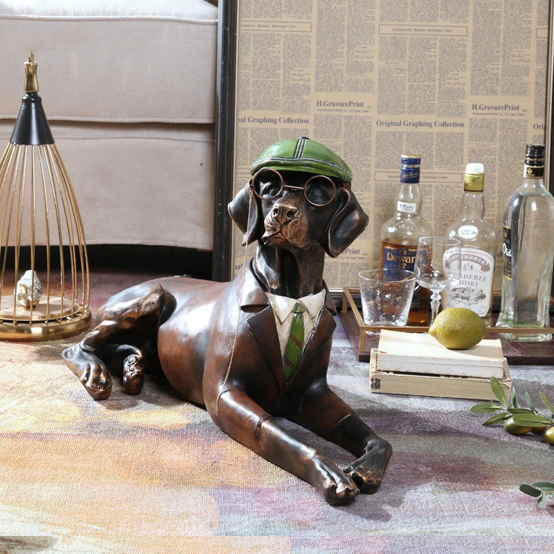 

Modern Art Home Decor Crafts Animals Figurine Cute Gentleman Flying Dog Resin Statue Wine Cabinet Office Decoration Sculpture