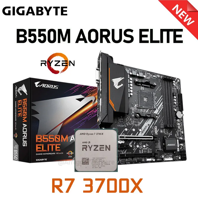 

Gigabyte b550m aorus elite am4 комбинированная материнская плата AMD B550 Ryzen Kit с AMD RYZEN 7 3700X R7 CPU AM4 материнская плата M.2 128 ГБ Новинка